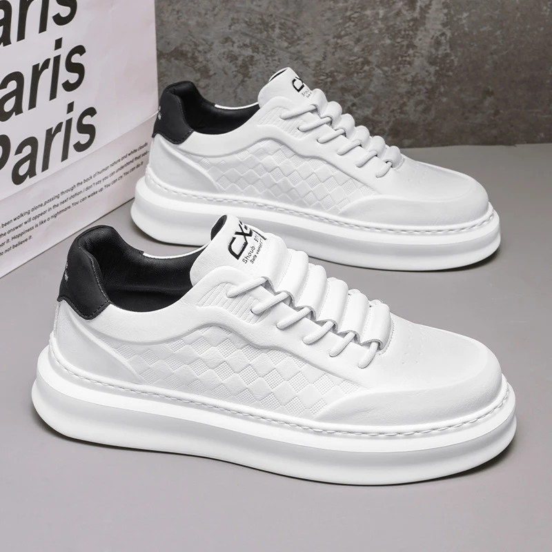 春季潮牌男鞋轻便休闲鞋厚底增高小白鞋2025内增高板鞋四季款低帮