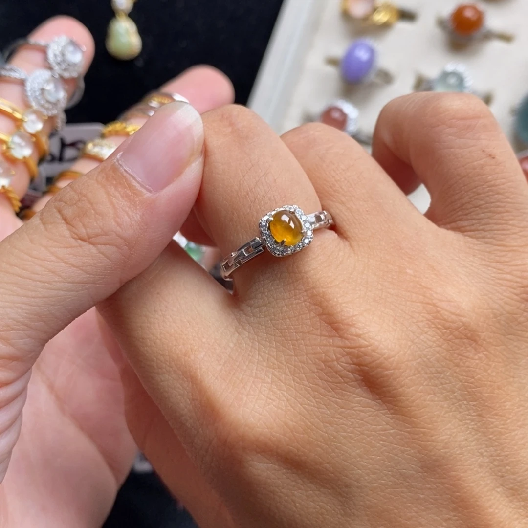 钞****翡翠银S925镶嵌戒指