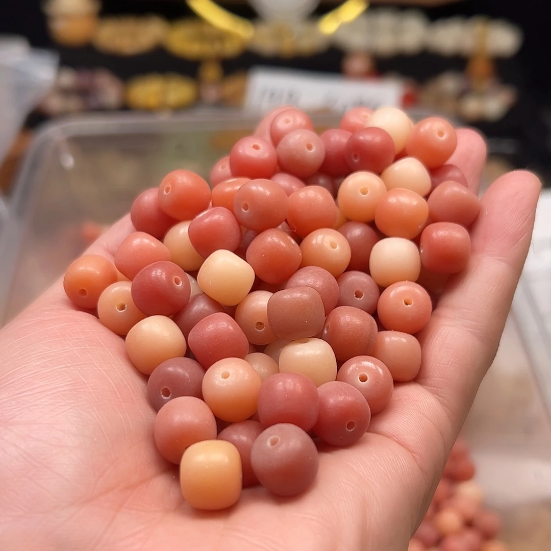 菩提根/象牙果手串110颗粉色微瑕11➕桶珠