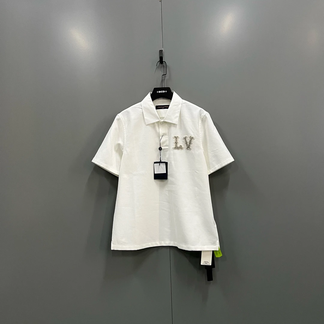 未使用 LouisVuitton/路易威登 楠 水钻logo刺绣polo衫 610952