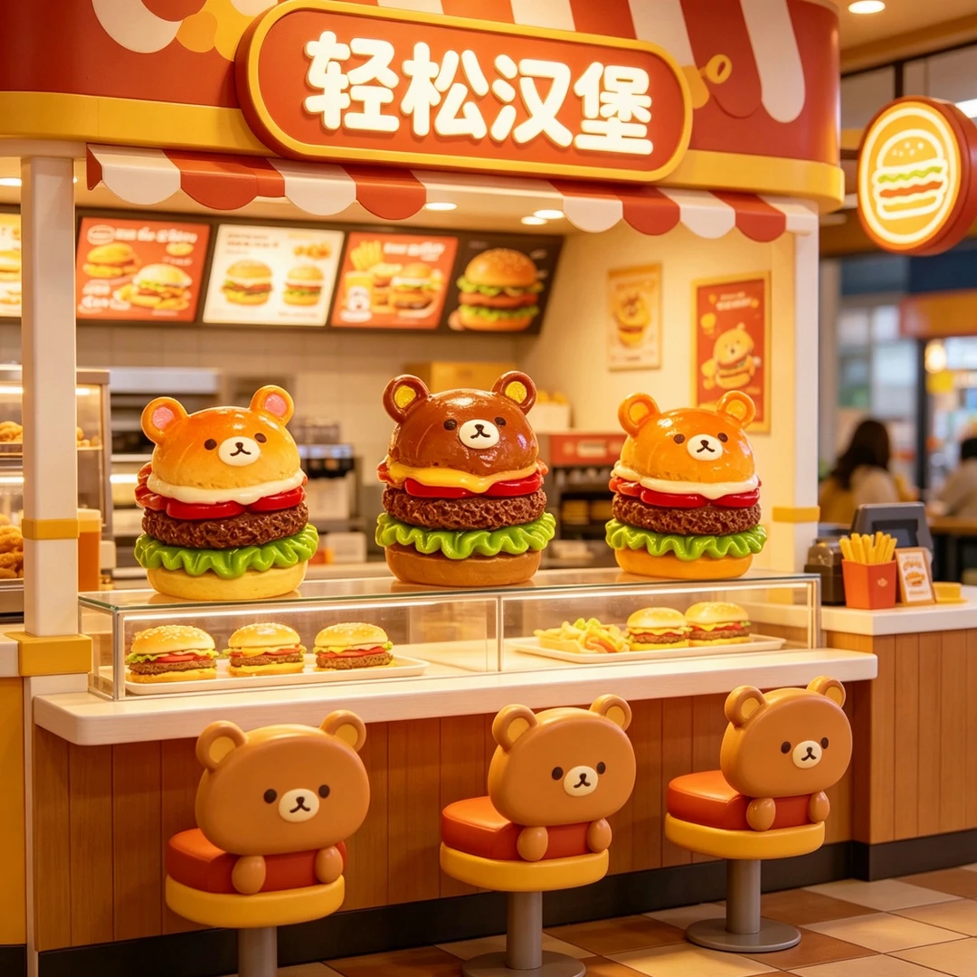 【元元定制—轻松熊汉堡】手工diy树脂配件创意摆件写实食玩模型配饰