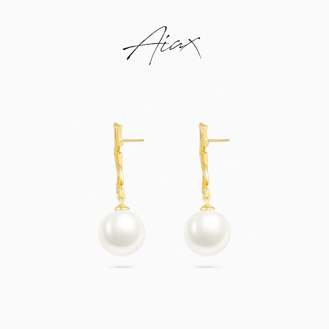 AIAX 流光风 秋上新法式轻奢气质名媛高级感字母珠珠耳环TSL779