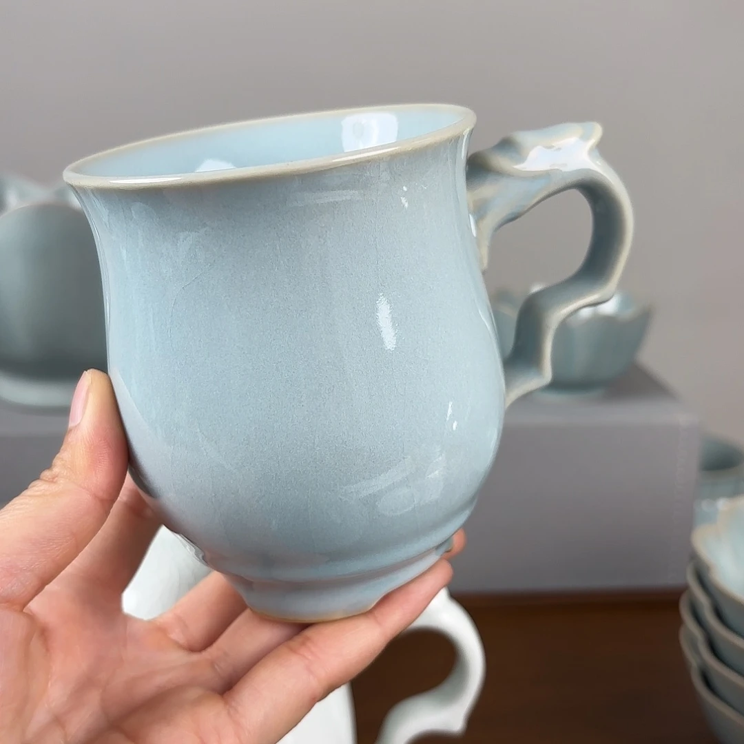 其他汝窑龙头杯天青色