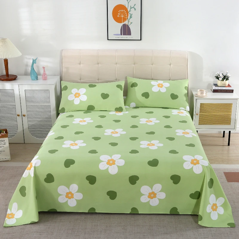 秋冬季细纱老粗布床单三件套透气软凉席床上用品床单枕套