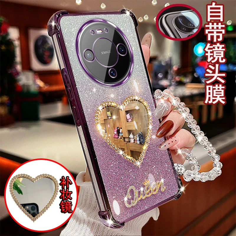 适用华为mate80手机壳VYG-AL00四角气囊爱心镜防摔保护套镜头全包