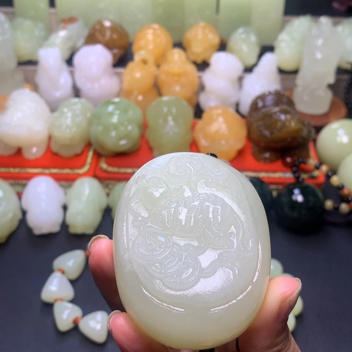 石材方解石手把件