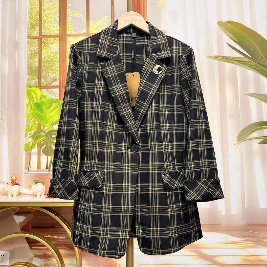 Y625  气质时尚格子西装女韩版新款休闲网红小西服上衣