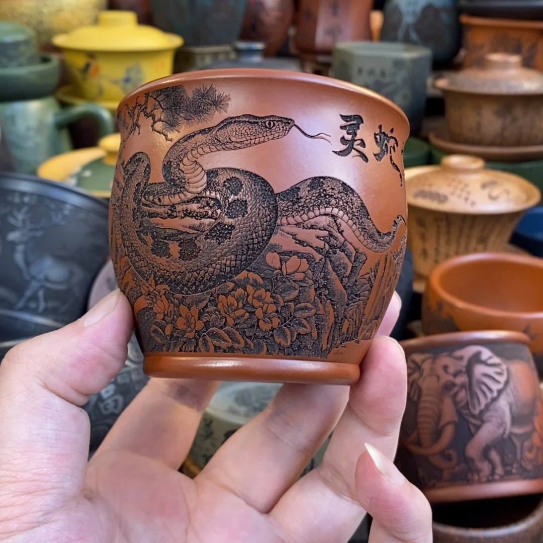 紫砂杯子宜兴全手工紫砂杯