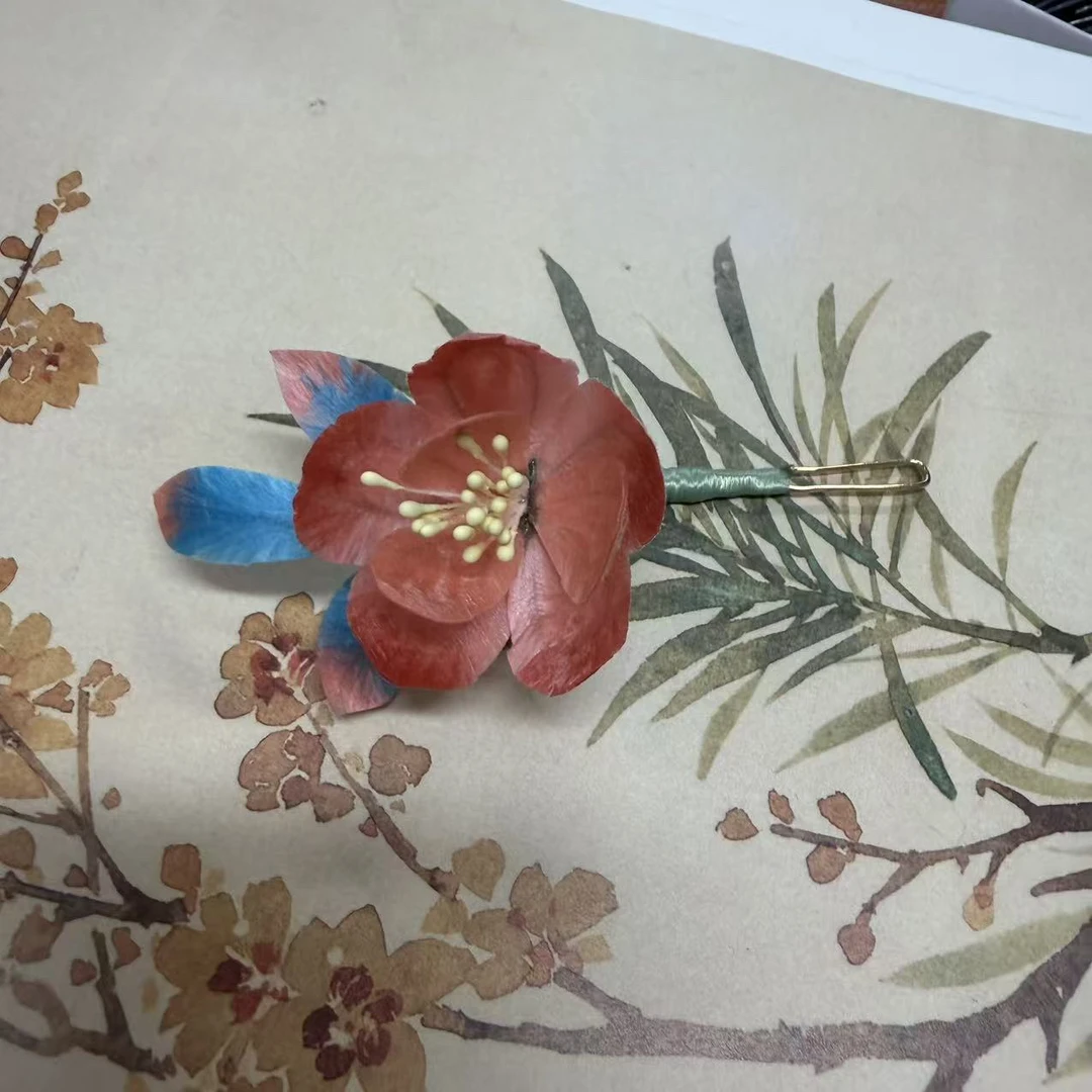 春亦归古风发饰绒花发簪 手工制作默认微瑕