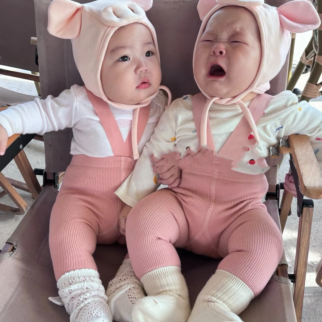 新生儿婴儿举重裤春秋款大pp宝宝连裤袜婴幼儿高腰护肚背带袜粉色