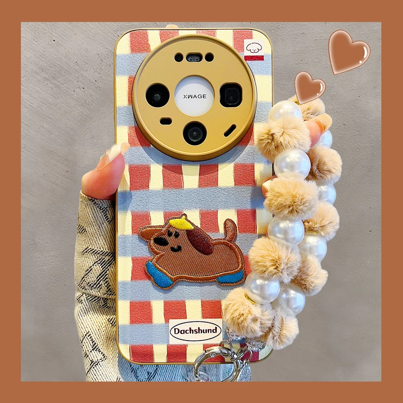 适用华为mate80promax新款手机壳趣味卡通刺绣小狗mate70/60/50pr