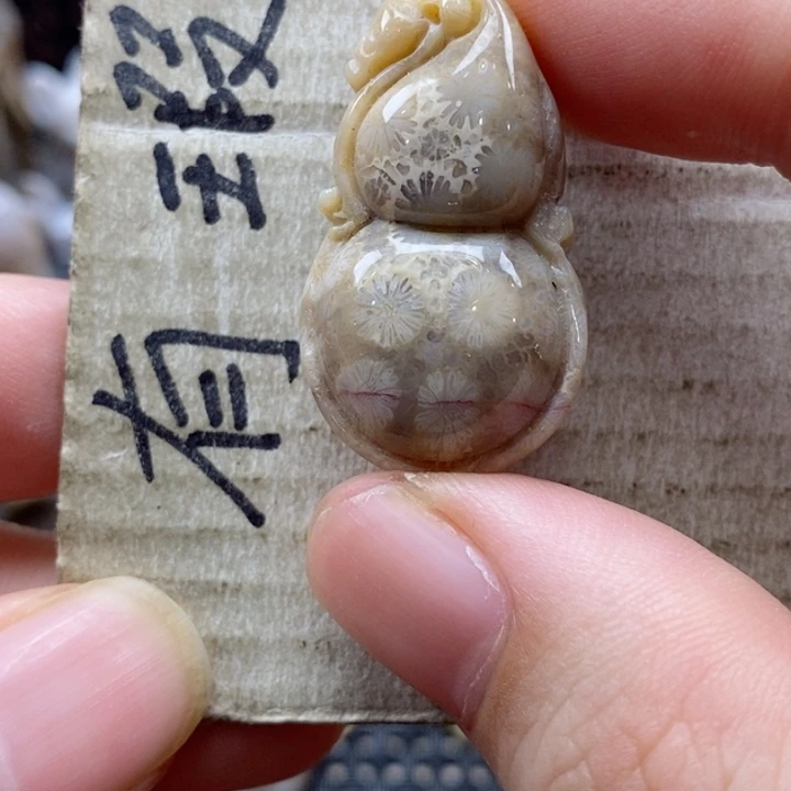 硅化珊瑚（珊瑚玉）颈饰未镶嵌小吊坠