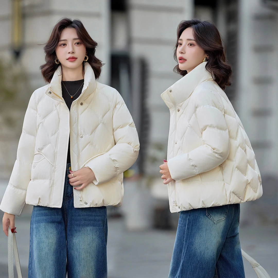 2025新款羽绒服女立领秋冬短款百搭宽松保暖韩版时尚休闲鸭绒外套