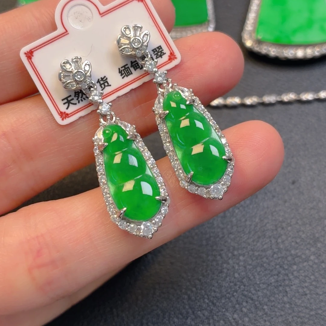 翡翠银S925镶嵌吊坠(不含链)耳坠