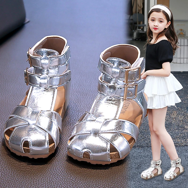 ABC女童凉鞋2025夏季新款儿童公主罗马鞋女孩软底防滑沙滩凉拖鞋