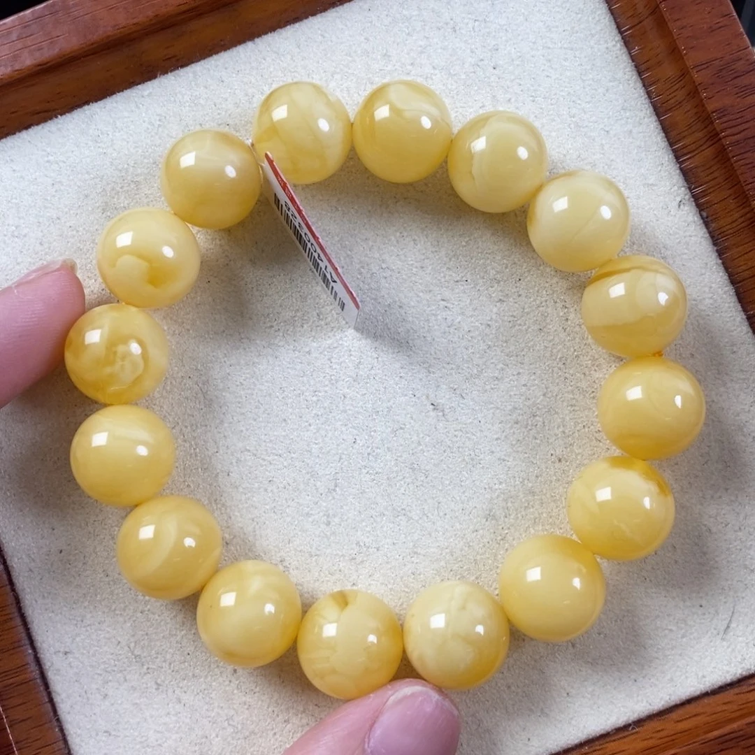 蜜蜡未镶嵌裸石14➕精工黄白花浓蜡