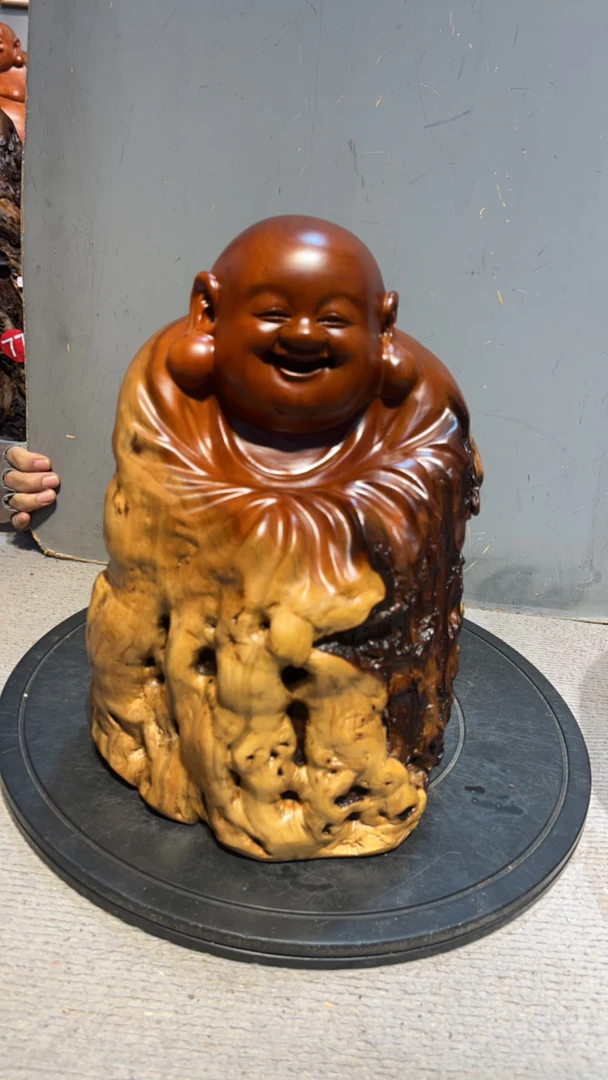 枣木弥勒佛根雕摆件