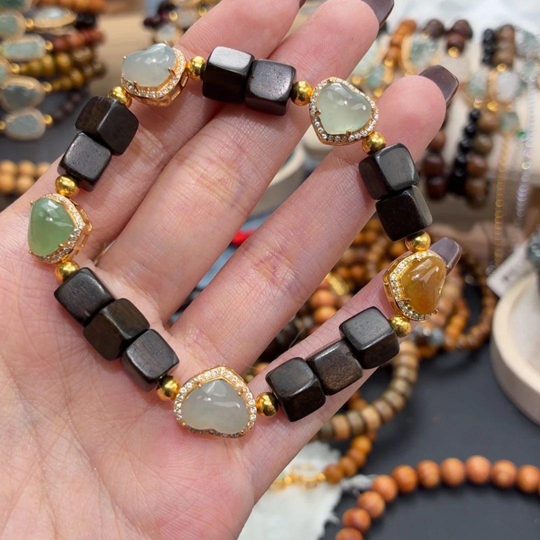 翡翠银S925镶嵌颈饰手串