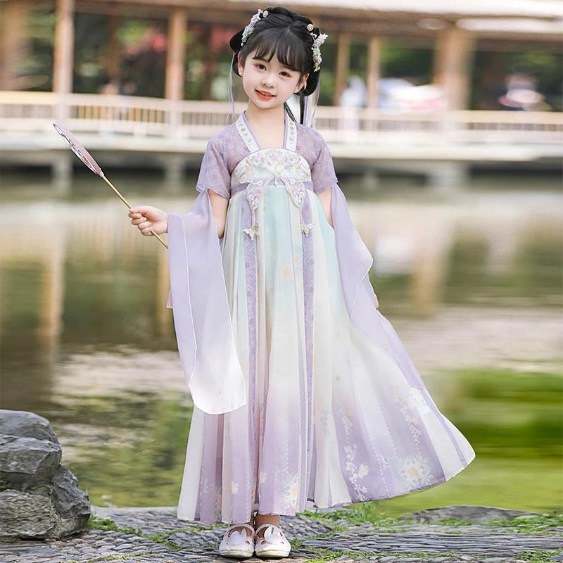 FAVMARTHA汉服女童夏款超仙连衣裙夏装2025新款唐装裙子古风儿童