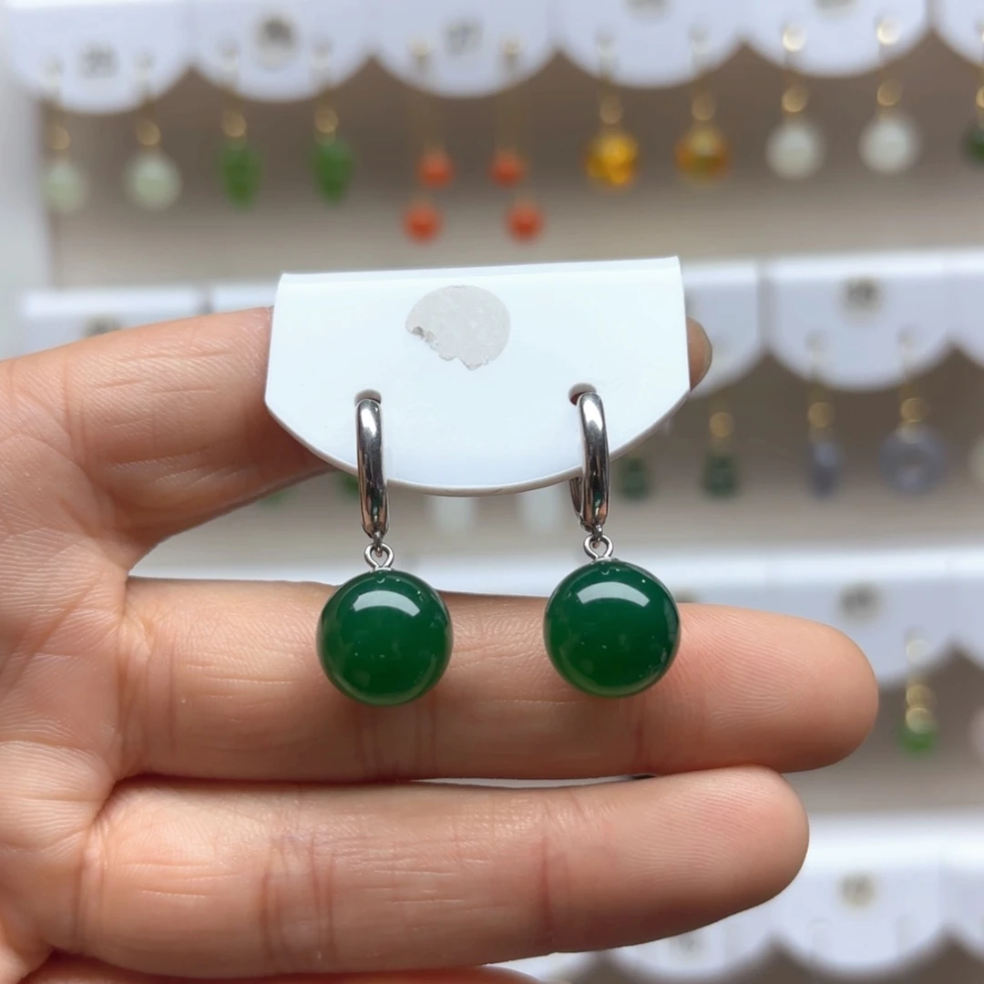 玛瑙/玉髓耳饰银S925镶嵌