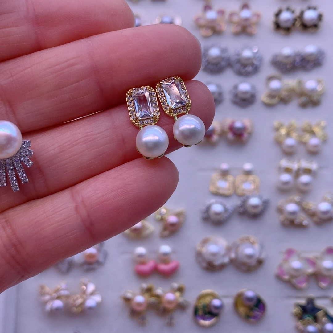 淡水珍珠耳饰合金