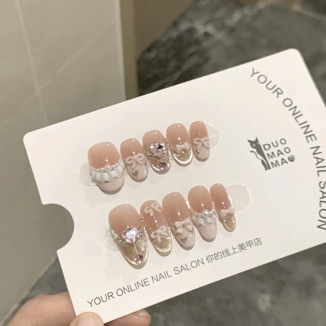 芭比 法式雕花亿哥手工高端穿戴甲