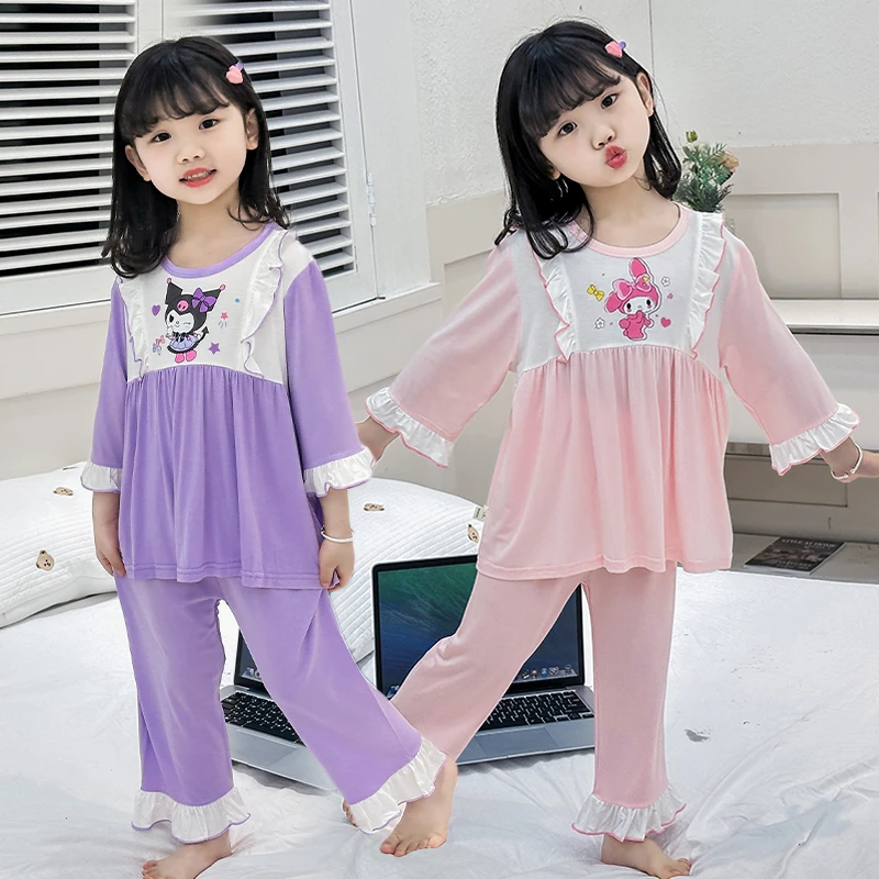 莫代尔儿童睡衣女童2025新款女宝宝女孩库洛米夏季春秋空调服薄款