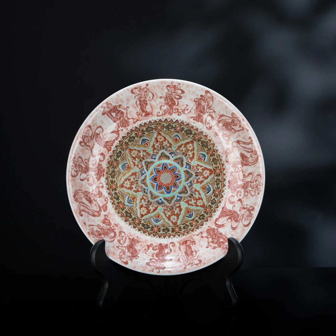 【一拓天成】舞动图珐琅彩壶承 直径21cm 家用瓷器YTTC442