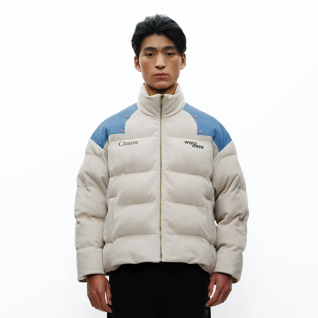 【CLOTTEE联名】WHOOSIS牛仔拼接棉服新中式穿搭外套保暖男女加厚冬