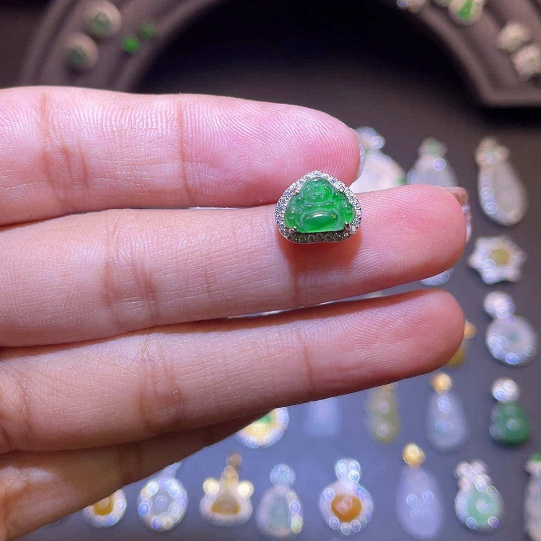 翡翠银S925镶嵌吊坠(不含链)