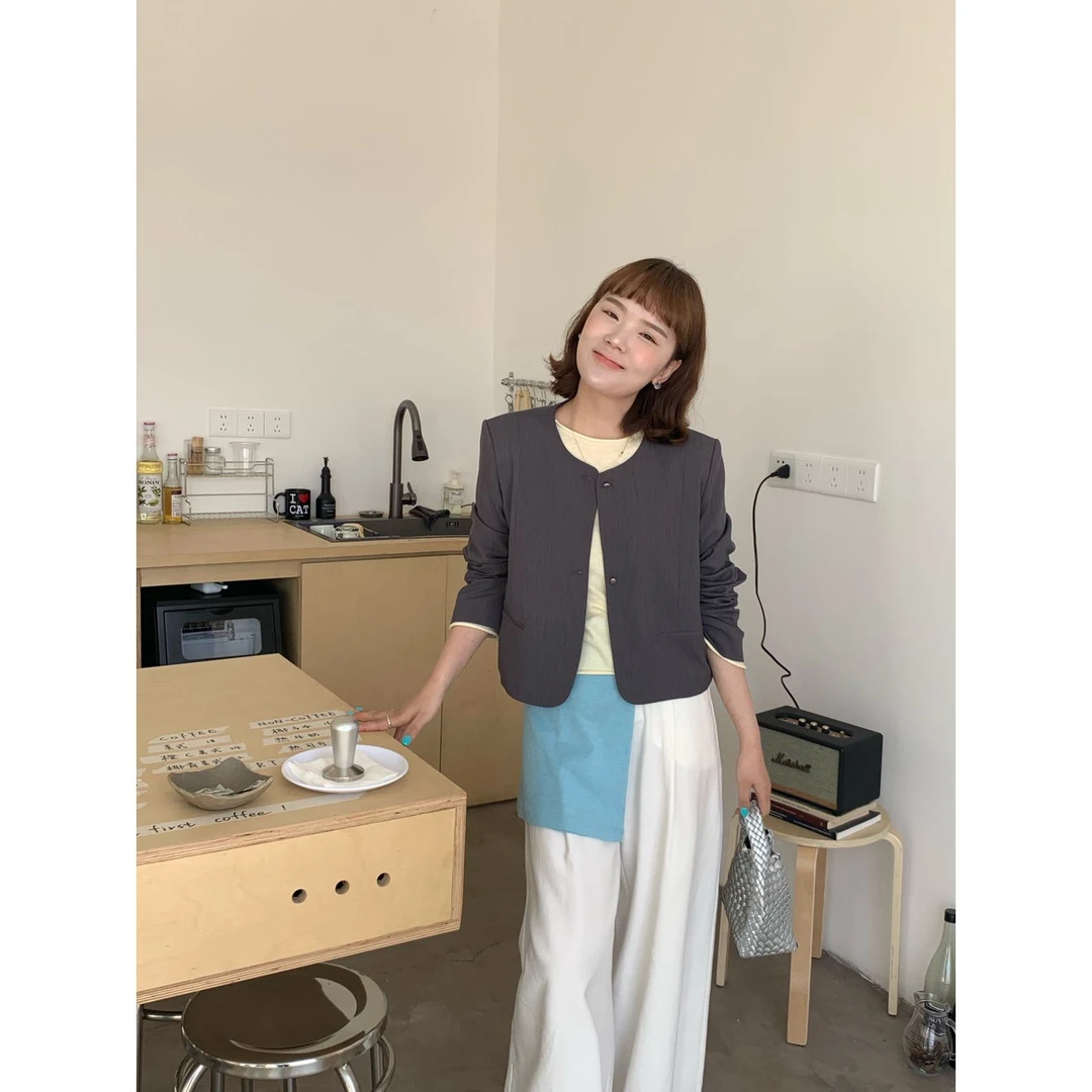 J-56960#抹茶#韩系圆领短款百搭小香外套（福利）