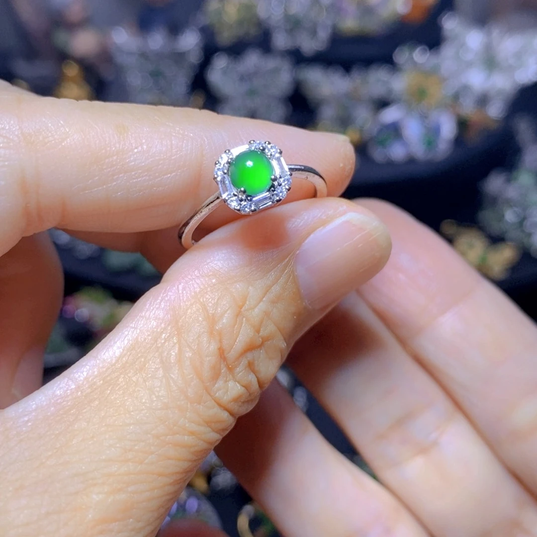 翡翠银S925镶嵌吊坠(不含链)天然翡翠