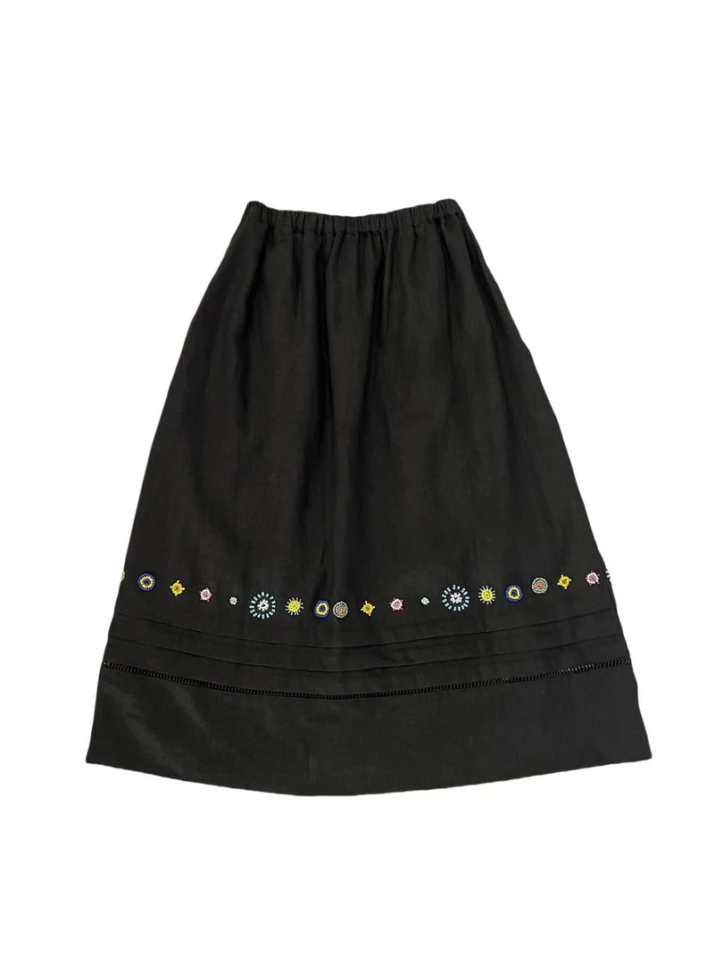 女款；15412休闲钉珠麻半裙