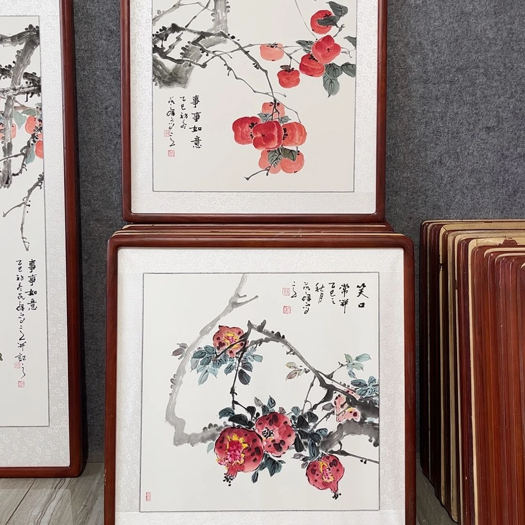 国画书画作品带框63×63