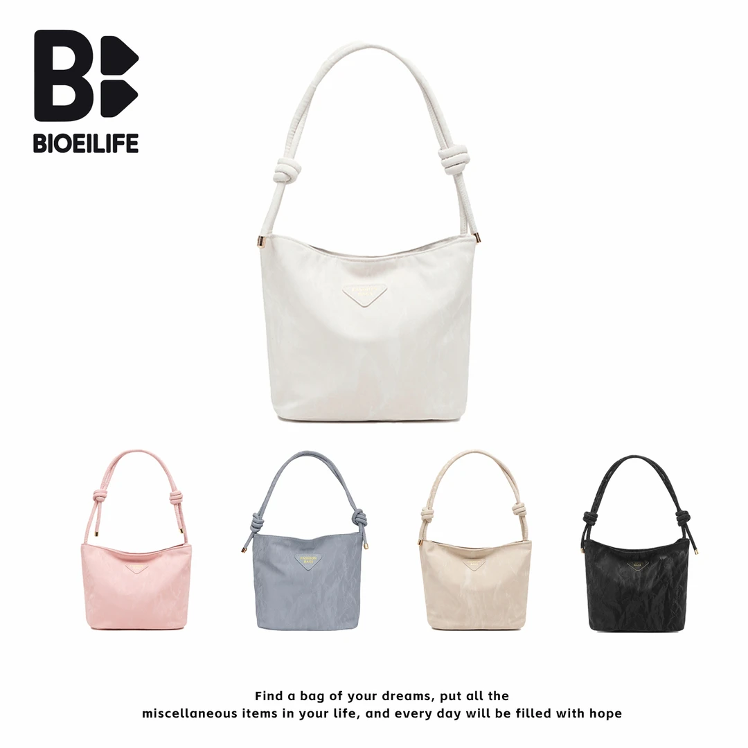 蛋白软皮手提单肩包大容量纯色休闲百搭腋下包