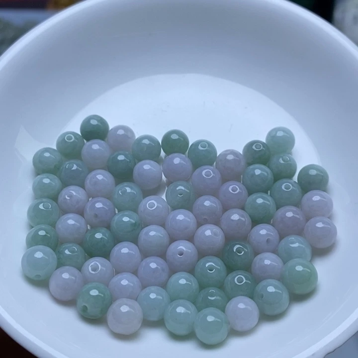 翡翠未镶嵌手链卡7.2冰粉绿25个