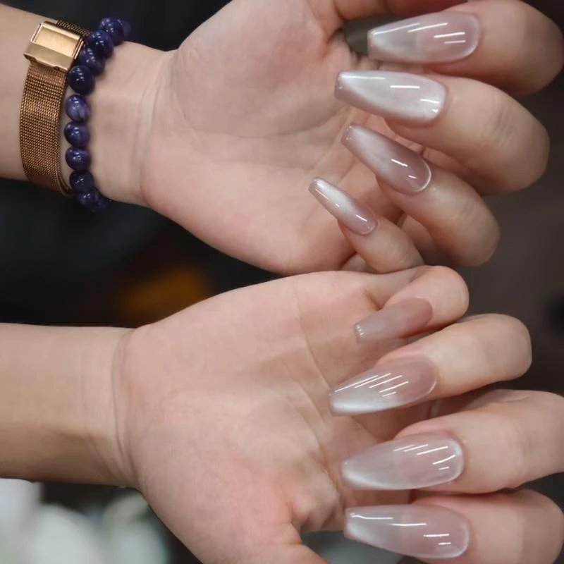 猫猫珠纯手工穿戴甲轻奢气质简单纯色猫眼某书爆款高级感显白