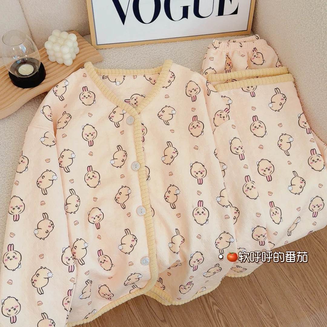 敲Q乌萨奇｜空气棉夹层秋冬睡衣女加厚保暖开衫长袖长裤家居服