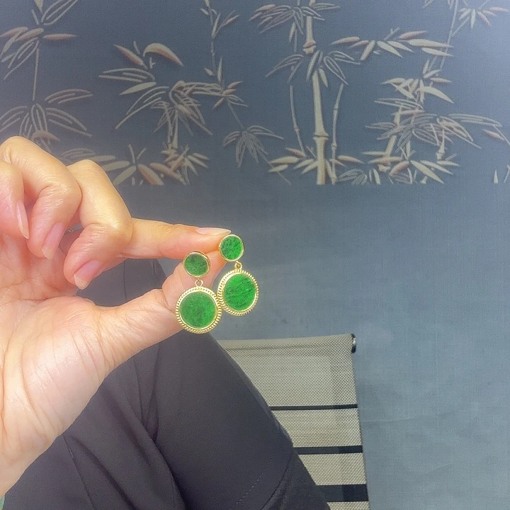 翡翠银S925镶嵌耳饰特价