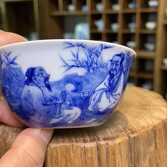 青花人物主人杯杯