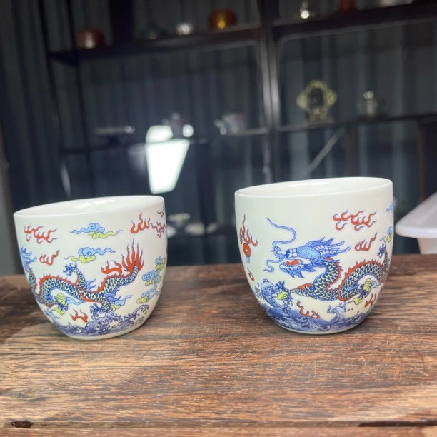 高端双龙戏珠主人杯一对