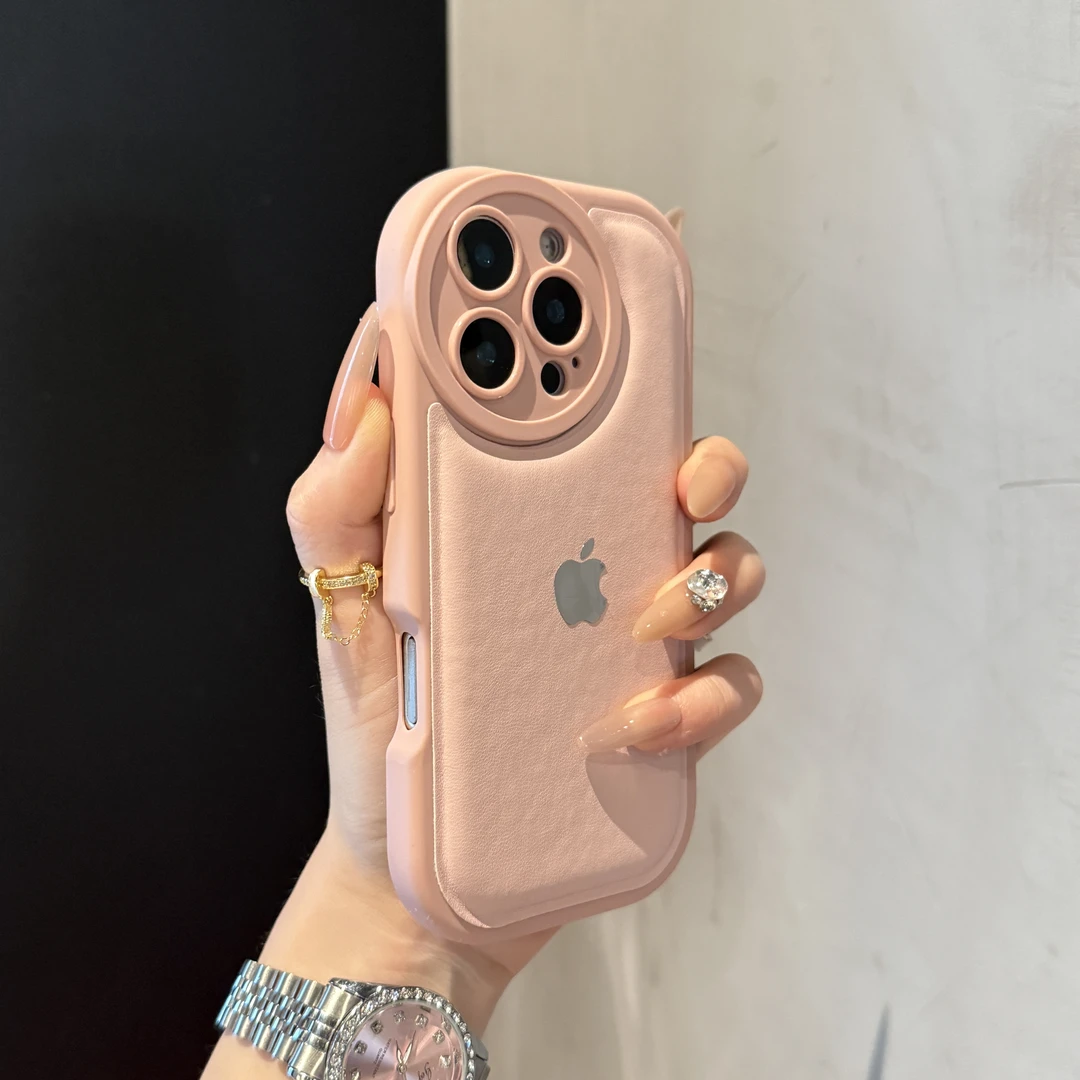 小众气垫皮纹适用苹果16promax手机壳iPhone15promax全包14/13软