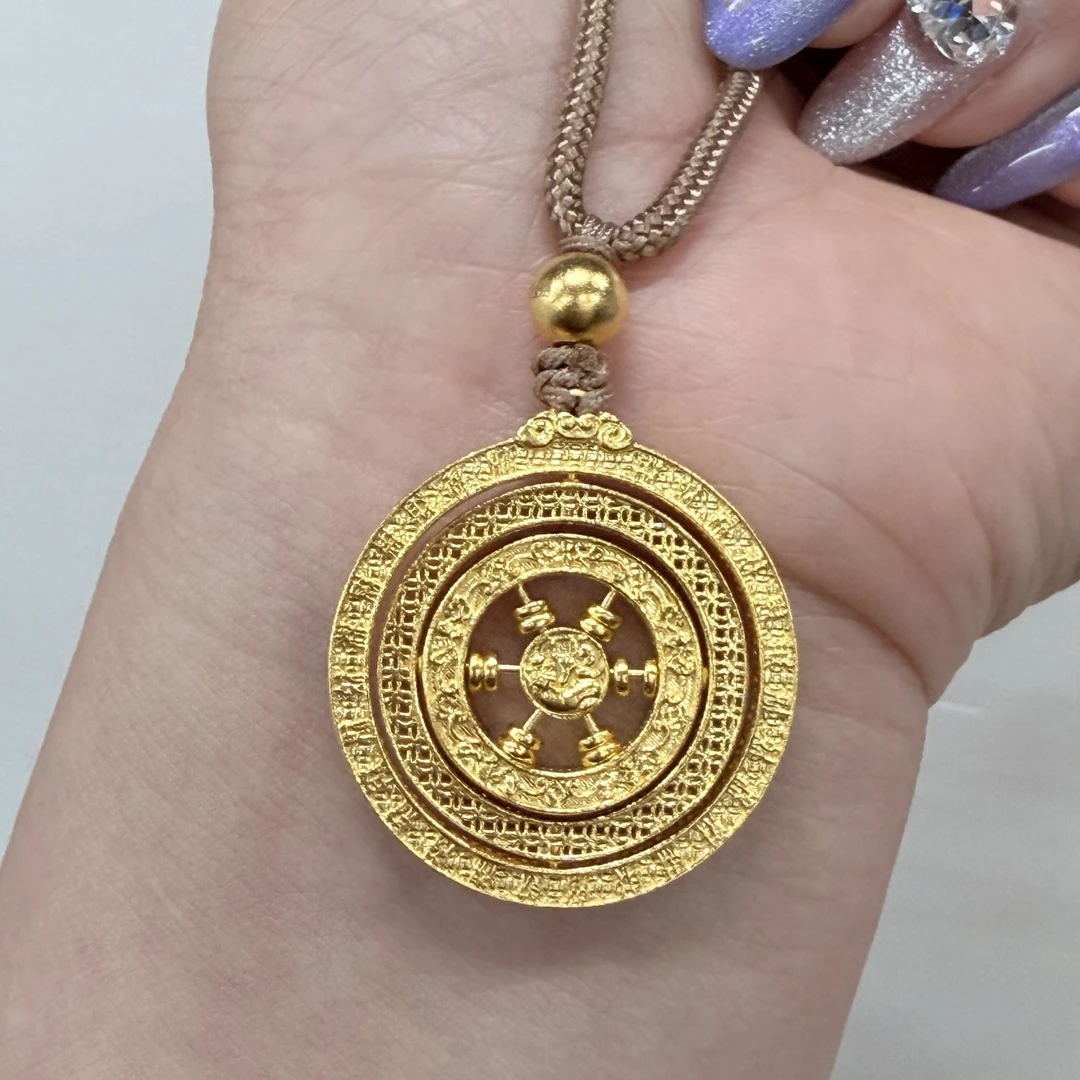 【金吊坠】旋转平安扣吊坠（带绳带顶珠）足金999精致气质有零附加