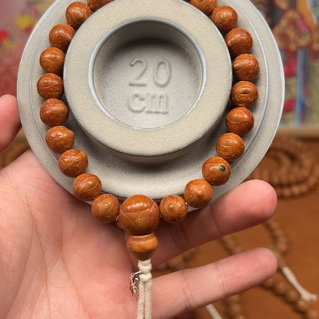 凤眼菩提手串10.5尺寸瑟系列大眼萌姜黄皮手持