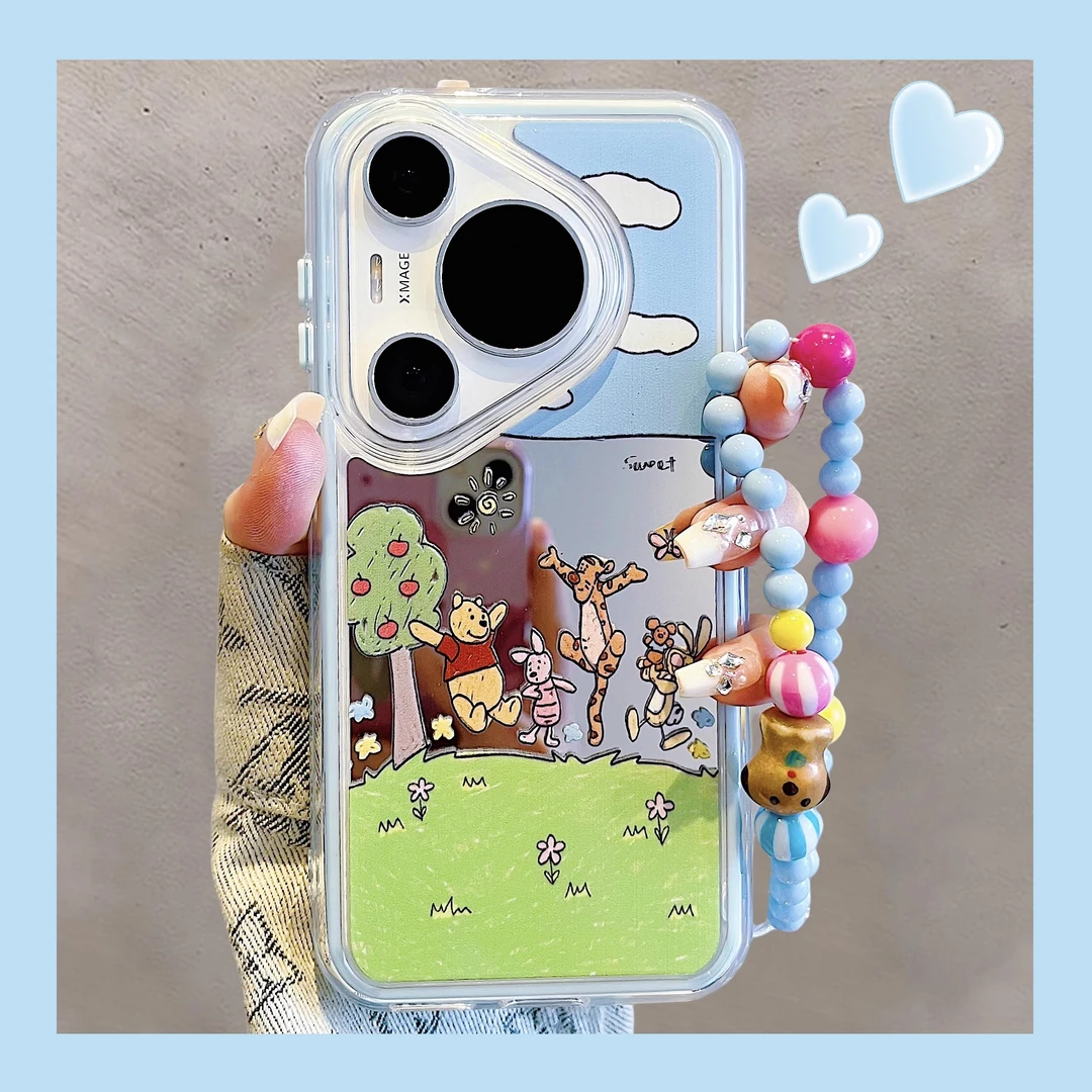 适用华为pura70pro+手机壳Ultra趣味p60维尼熊镜面mate70/60pro女