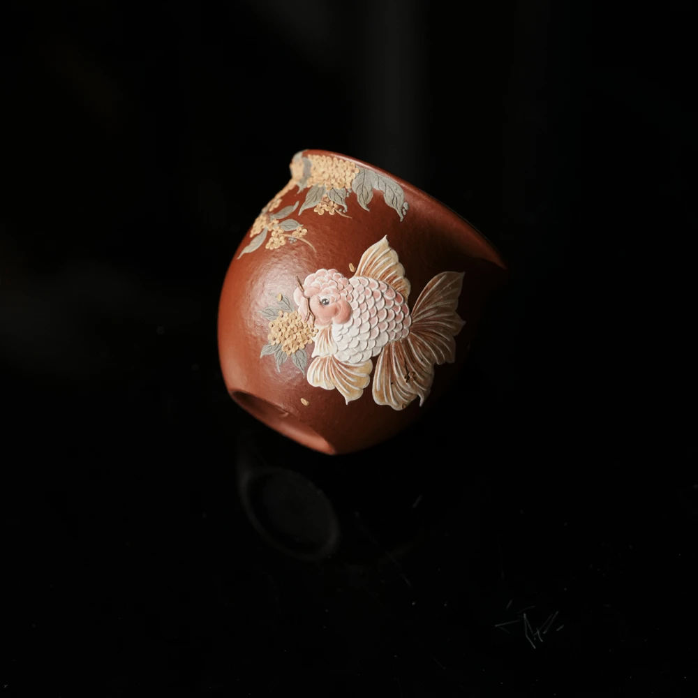 树见造物×余飞洋 | 《金鱼主人杯》  泥绘  紫砂