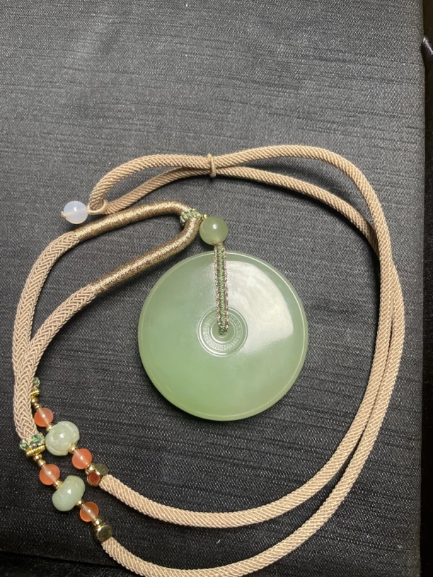 和田玉平安扣毛衣链