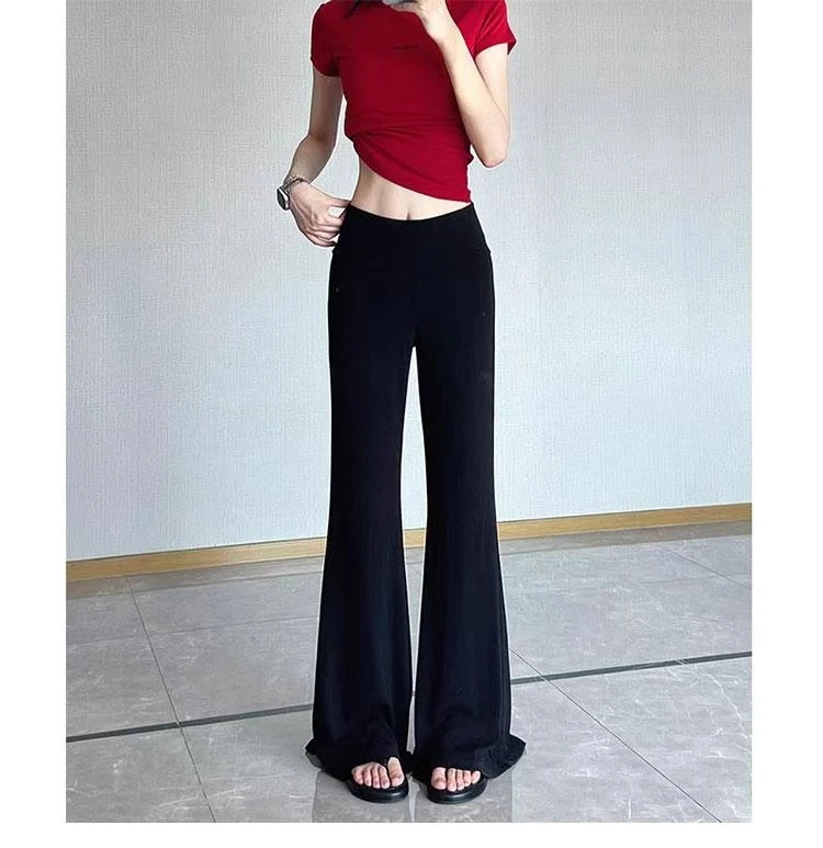 2025夏季薄款瑜伽垂垂裤女时尚气质简约百搭休闲显瘦微喇叭遛弯裤