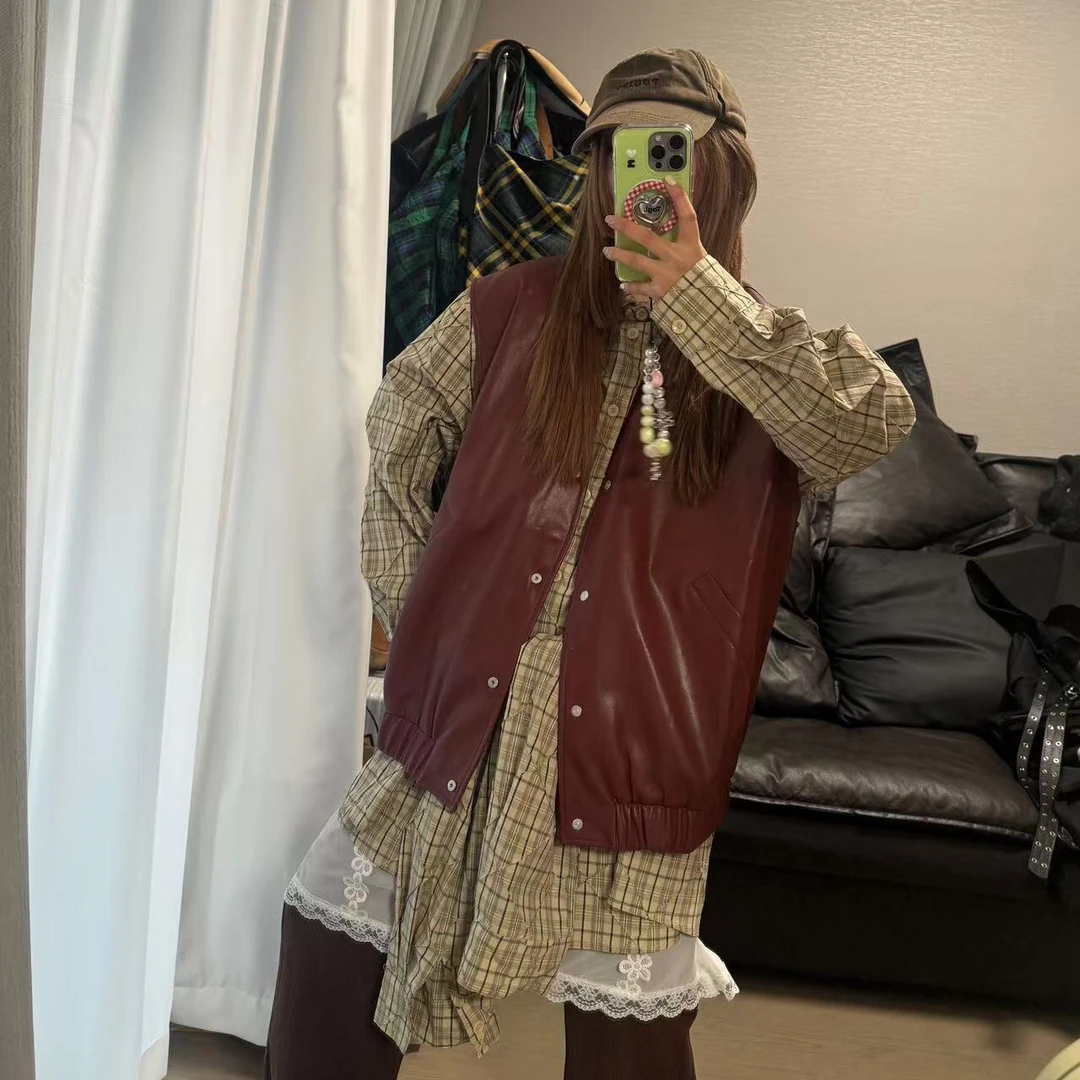 美式慵懒风皮马甲