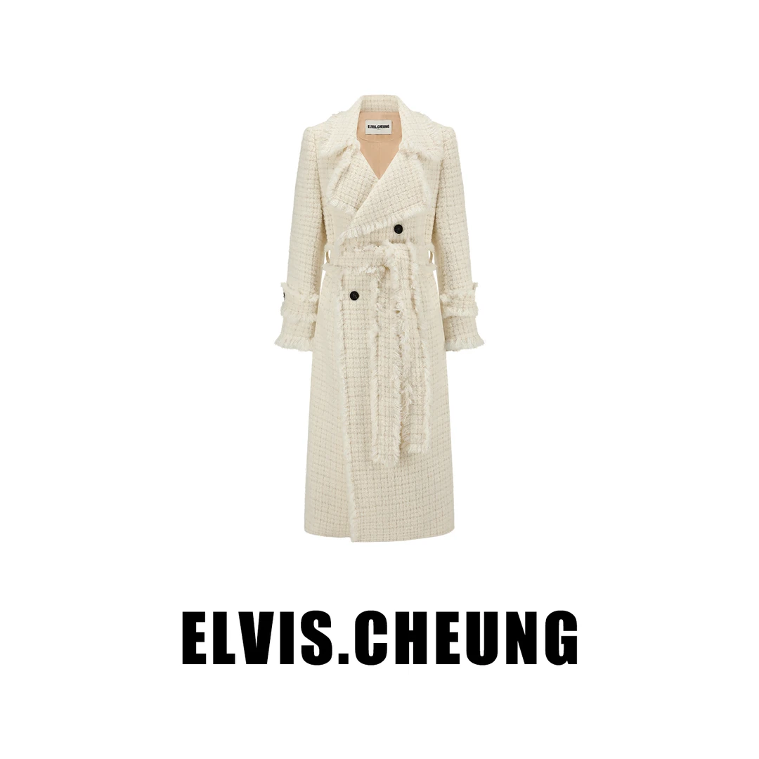 ELVIS.CHEUNG蒋云開運25AW轻奢时尚气质秋冬小香花呢经典大衣